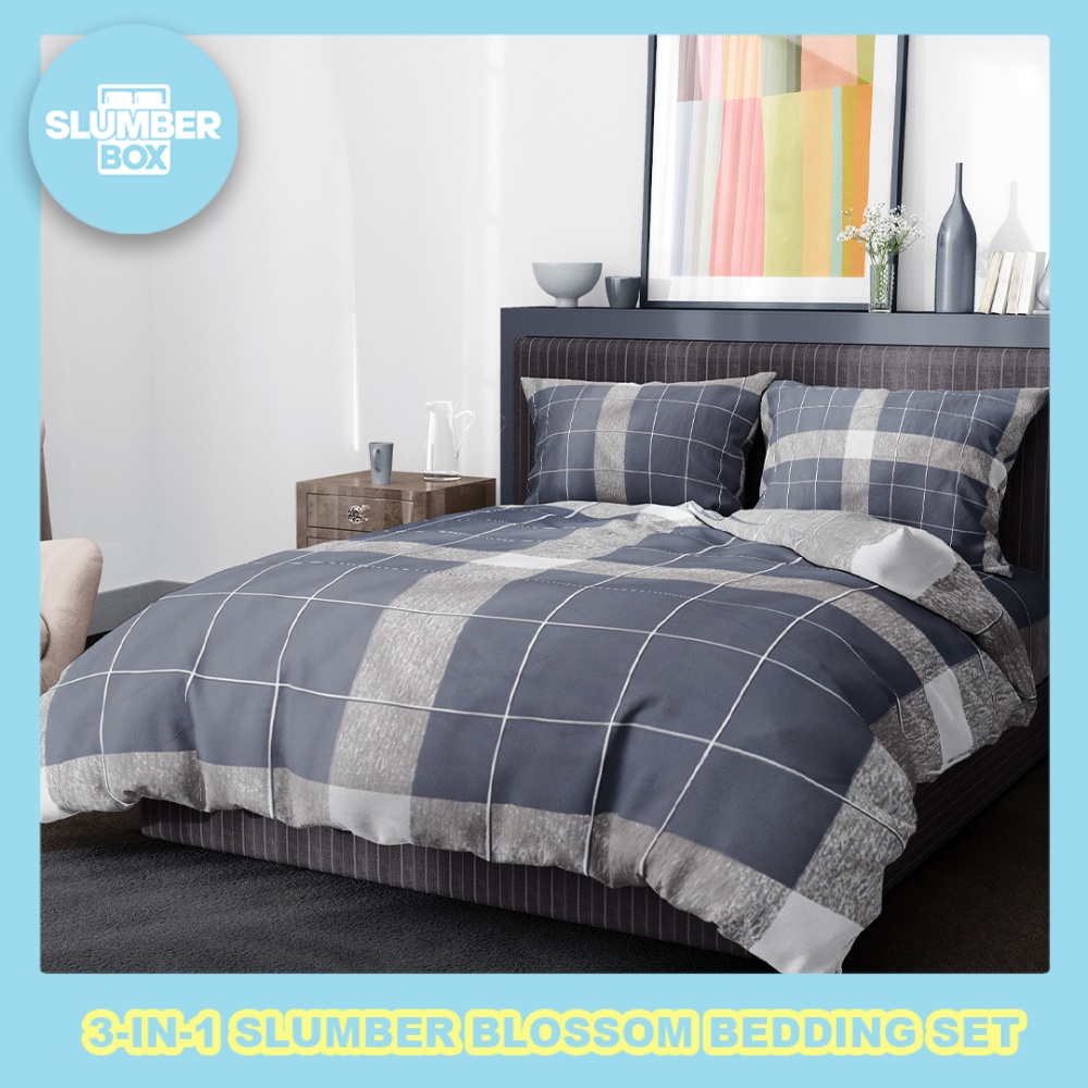 Slumber Box 3in1 Beddings Bed Sheet Home Bedsheet Set (2 Pillowcase + 1