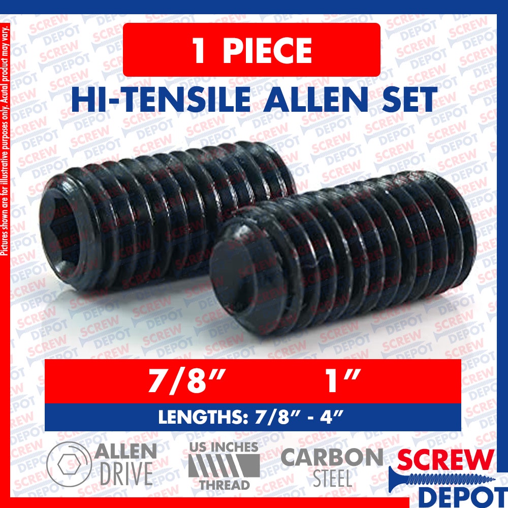 1 PC 7/8 1 High Tensile Setscrew / Hi tensile Socket Set Screw Depot ...