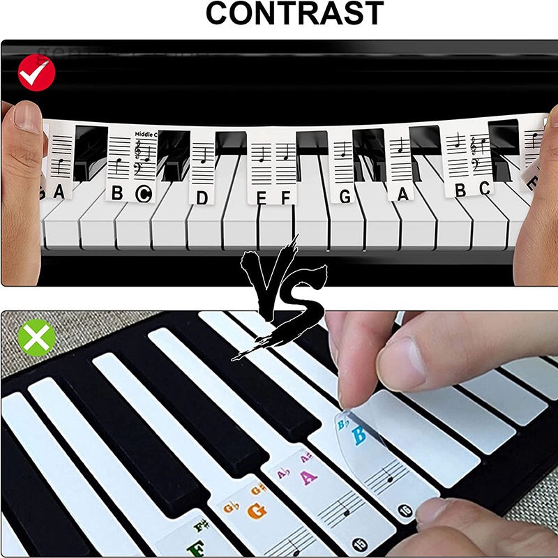 GC 61/88 Reusable Keys Piano Keyboard Stickers Piano Keys Labels Piano Sheet Music Guide