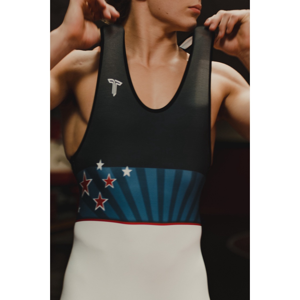 USA Block Wrestling Singlet Bodysuit Leotard Outfit Underwear GYM