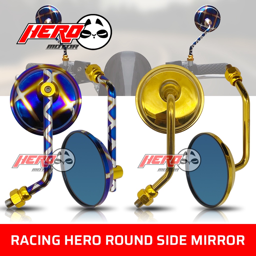 Side Mirror Motorcycle Universal Gold/tTitanium 2Tone Color Round