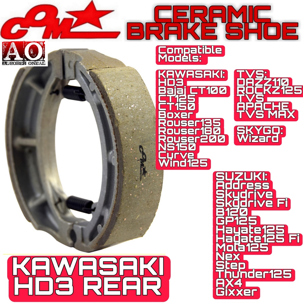 COMSTAR Ceramic Rear Brake shoes For HD3 CT125 Rouser 135 180 200 NS150 Gixxer Thunder TVS SKYGO Shopee Philippines