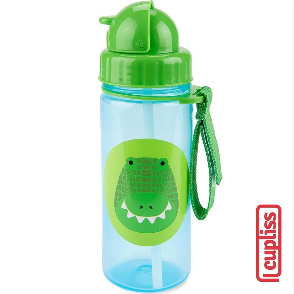 Skip Hop Original Zoo Flip Straw Bottle 385ml Crocodile Drinking Bottle