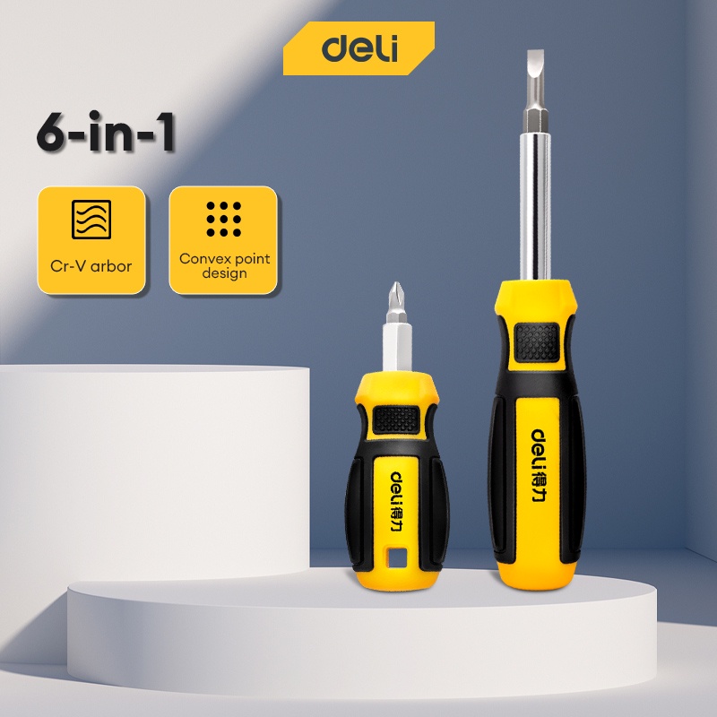 Deli 6In1 Screwdriver Set Interchangeable Handle Screw Driver Set With