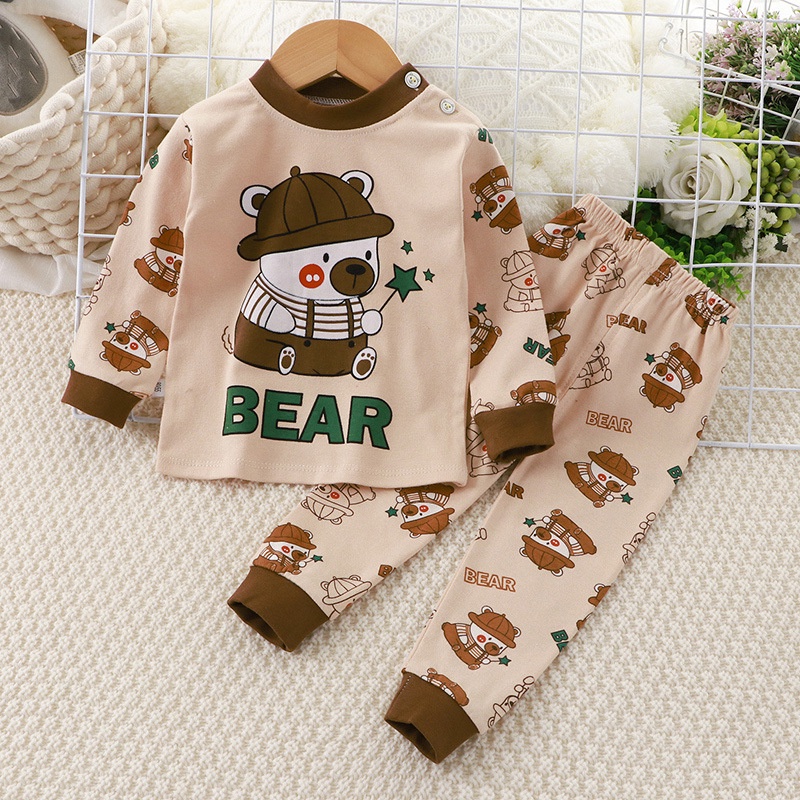 Autumn kids pajama baby clothes set cotton long sleeve baby boys suit  newborn sleepwear