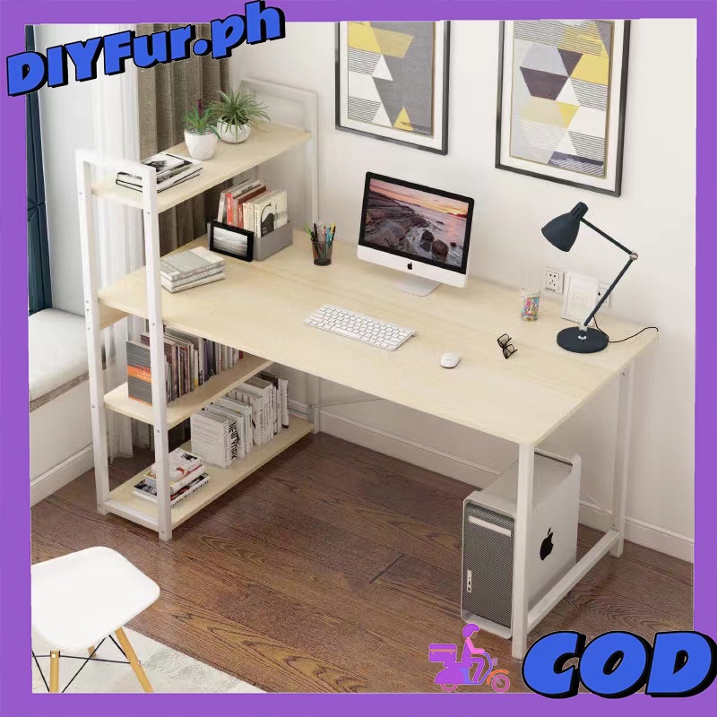 COD 120CM Study Table with Book Shelf Left&Right Office Table Computer ...