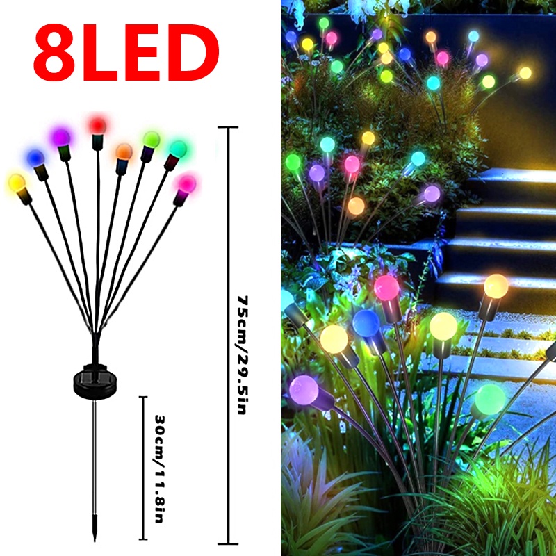 Solar Garden Firefly Lights – 10LED Outdoor Waterproof Starburst Swaying Landscape Lights, Wind-Activated Decorative String Lights For Yard Patio