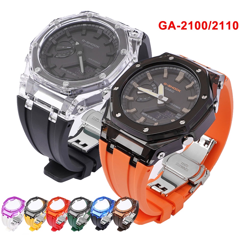 ga2100 Replacement Strap for Casio GSHOCK GA2100 2110 Silicone Rubber Watch Band Transparent