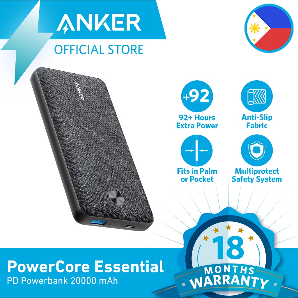 Anker PowerCore Essential 20000 PD Powerbank, Portable Charger, 20Watts
