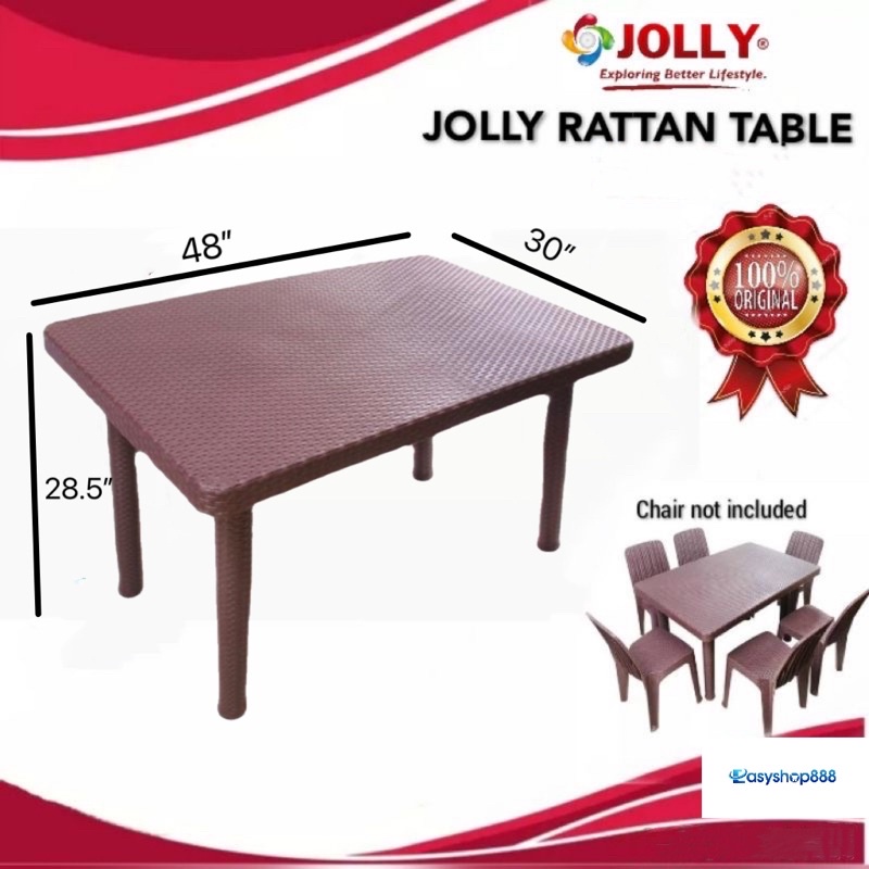 JOLLY BRAND RATTAN DINING TABLE ONLY 36x36(4 SEATS) and 36x48(6 SEATS ...
