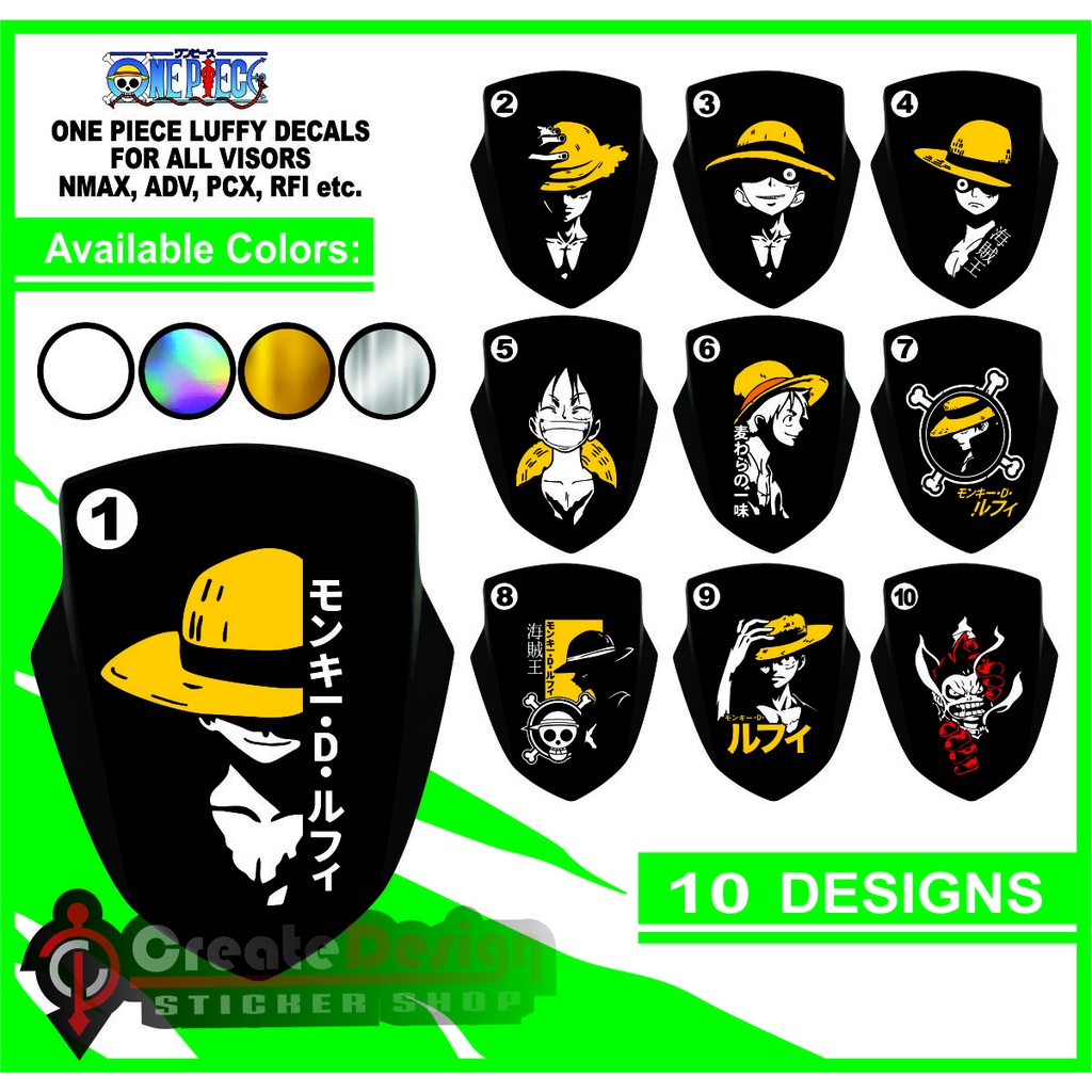 MONKEY D LUFFY visor decals NMAX VISOR - PCX VISOR - ADV - RUSI RFI ...