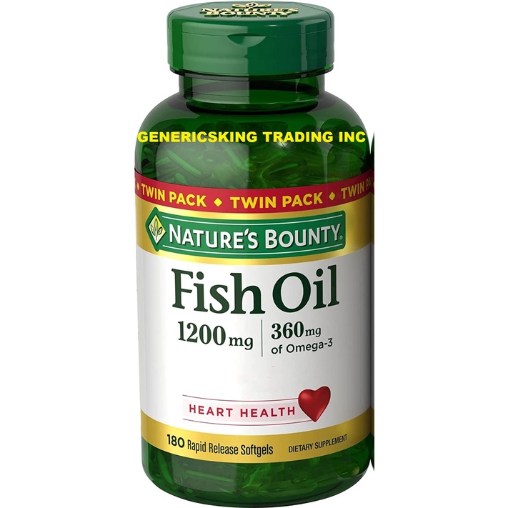 NATURE'S BOUNTY FISH OIL 1200MG 360MG OMEGA 3 X 180 SOFTGELS | Shopee ...