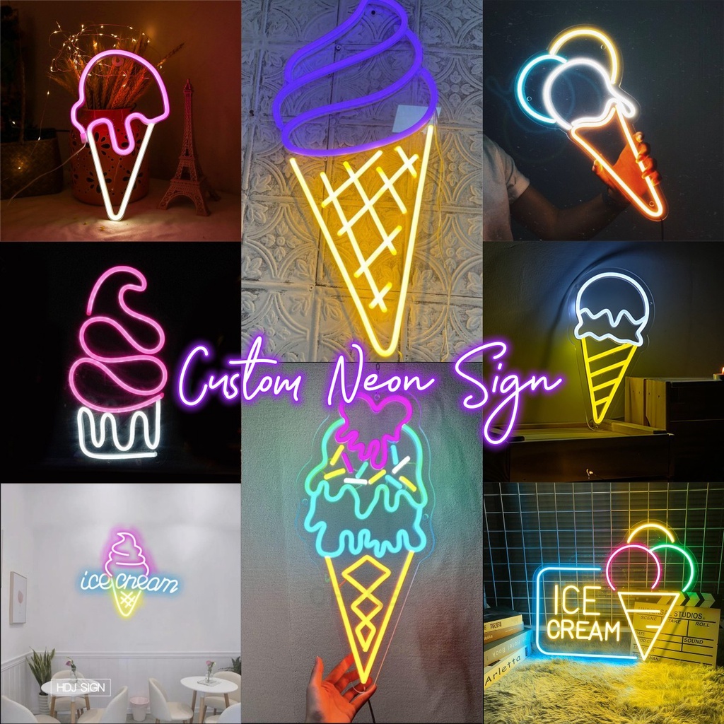 Custom Ice Cream Milk Shakes Shape led neon sign indoor shop window ...