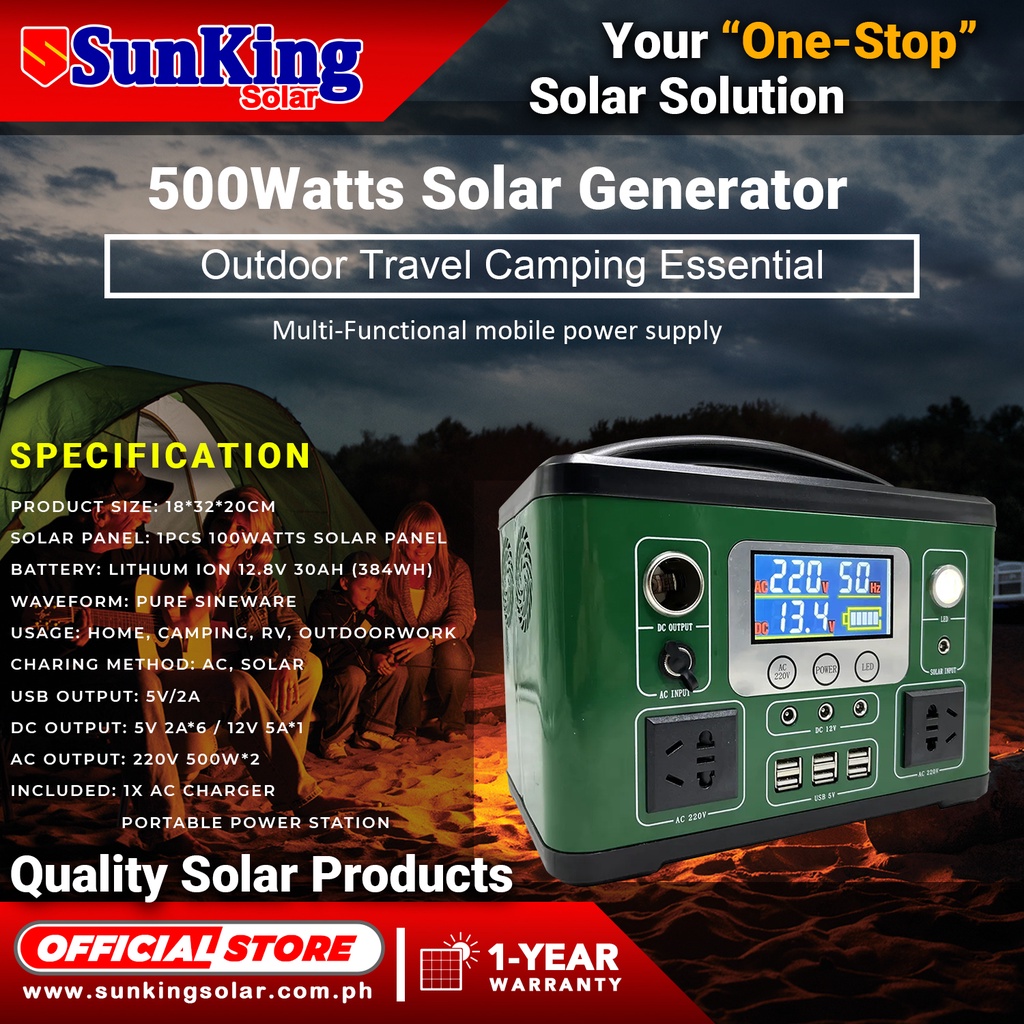 500watts Solar Power Generators Backup Power Supply Portable Power
