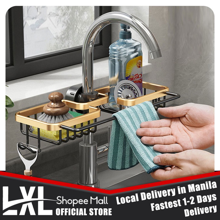 Sponge Holder for Kitchen Sink Soap Holder Organizer Adjustable Space