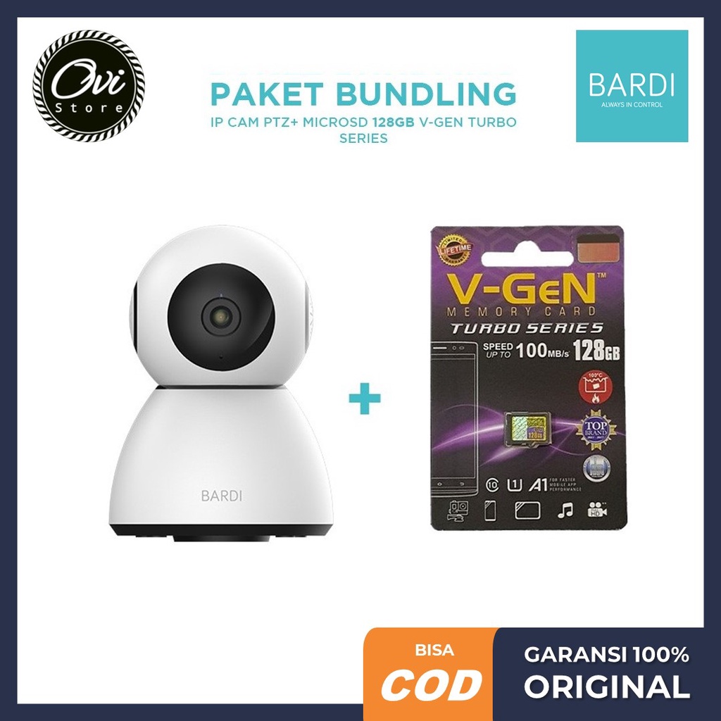 Bardi Smart Indoor PTZ IP Camera CCTV Wifi+Micro SD 128GB VGEN Memory