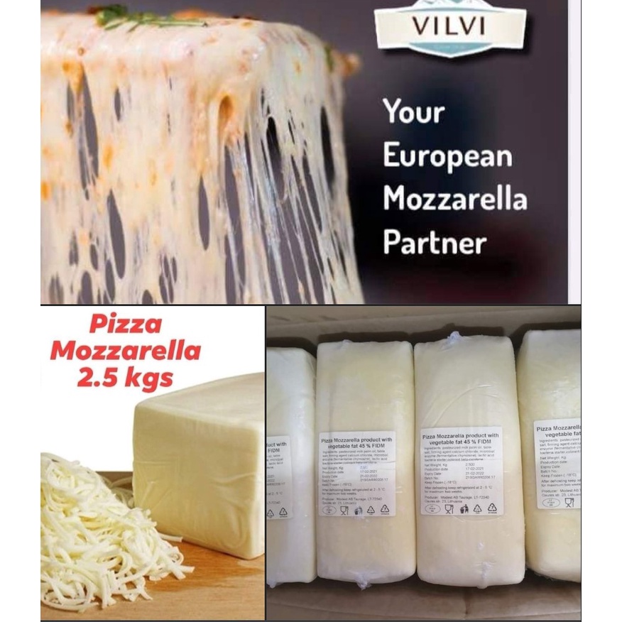 Vilvi Mozzarella Cheese 2.5kg Cheapest Expiry Date Mar 2025 Shopee