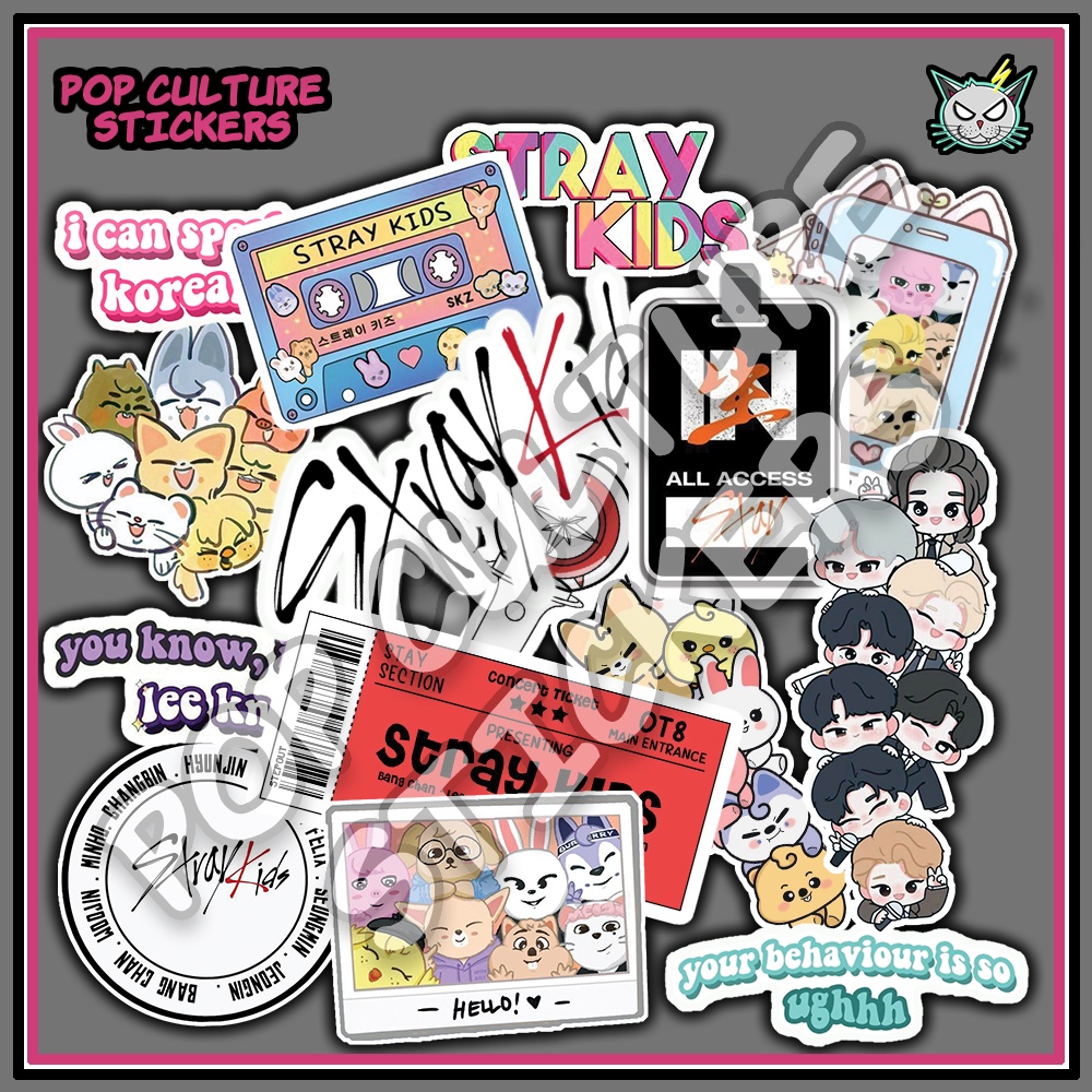 KPOP - Cute Straykids Vinyl Sticker Pack (15pcs) Tumbler.Helmet.Laptop ...