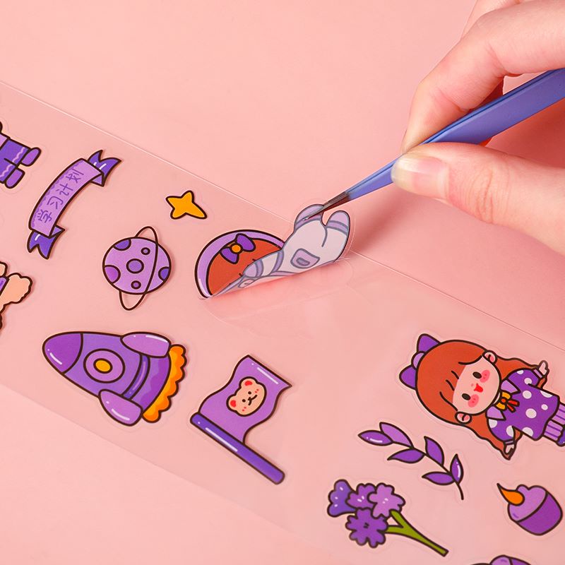 20 Sheets Cute Cartoon Long Daily Handbook PET Stickers Pack Student ...
