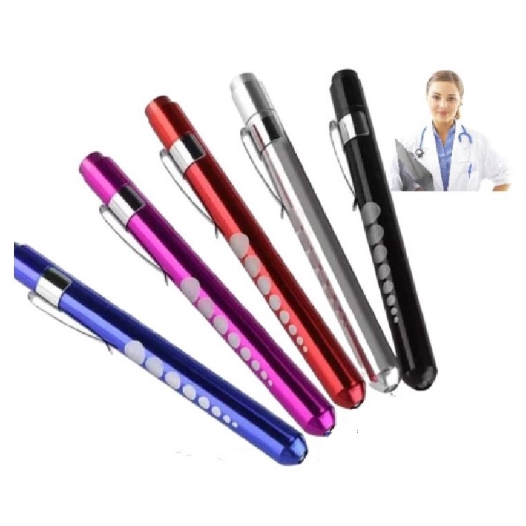 Medical Penlight / Pen Torch with Batteries and Pupil Gauge (Assorted