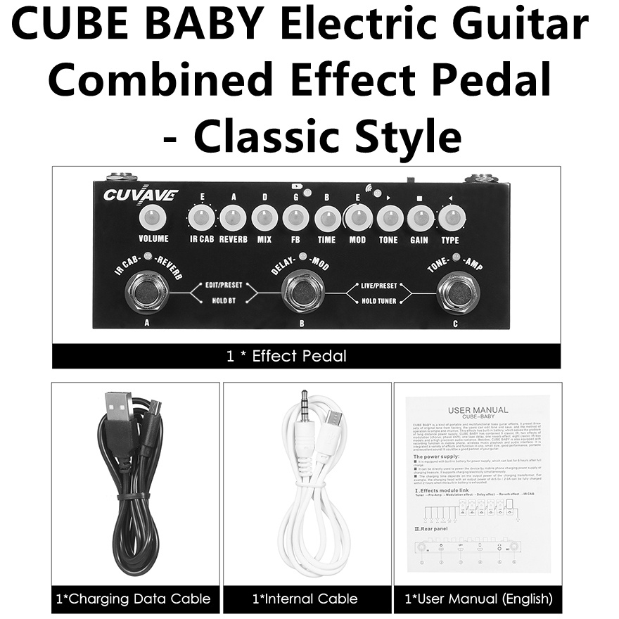 M-vave Cube BABY AC Rechargeable Multi Effects Pedal For Electric Acoustic Guitar Recording Audio Interface Function