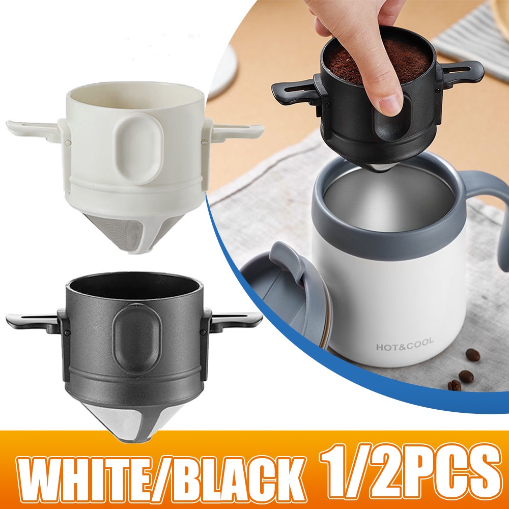 COD Foldable Portable Coffee Filter Coffee Maker Stainless Steel Drip ...