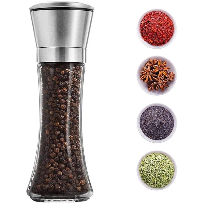 HomeAce Grinding Bottle Manual Salt Pepper Mill Grinder Stainless Steel ...