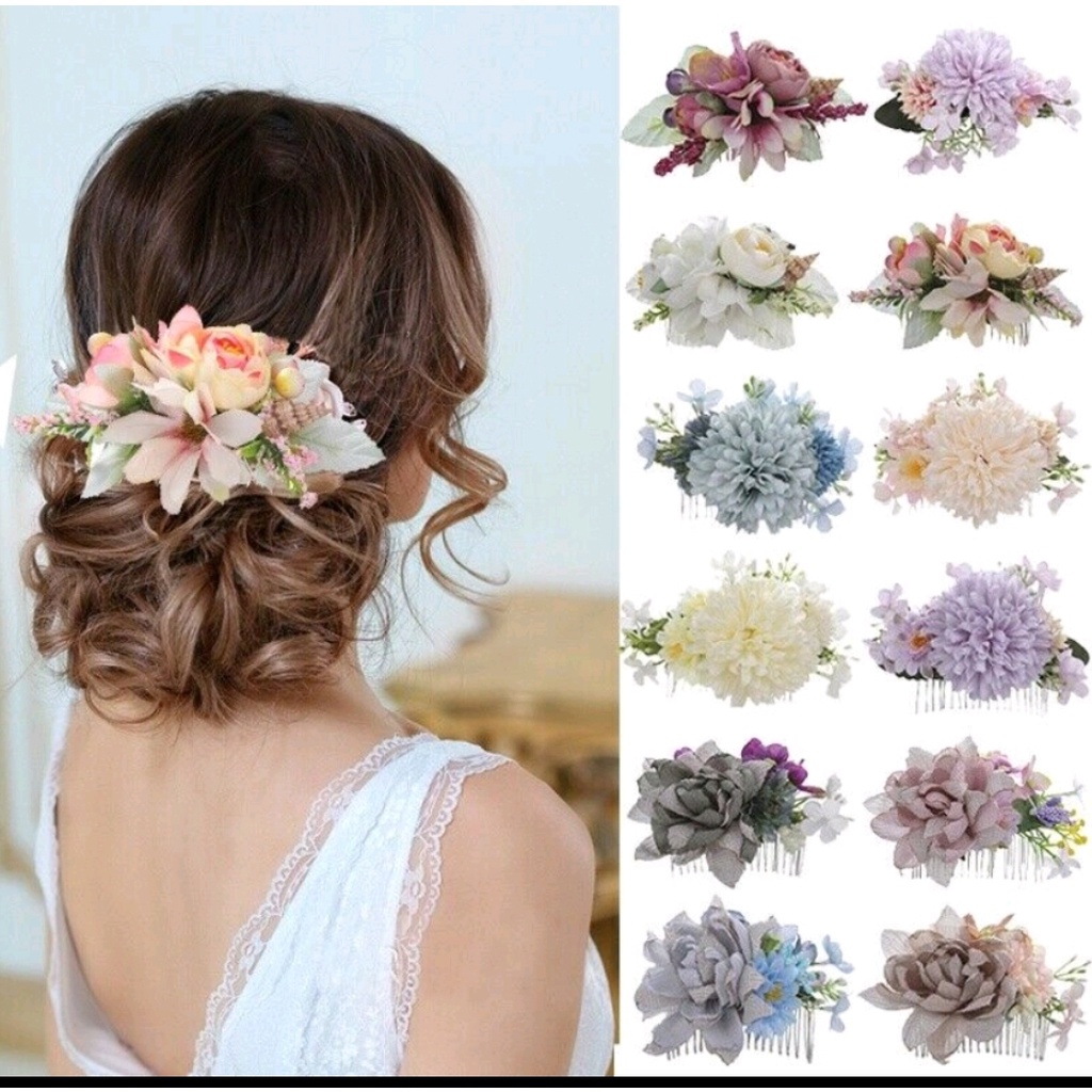 Flower Headband Comb for Wedding Bridal Debut Prom Night Floral Hair ...