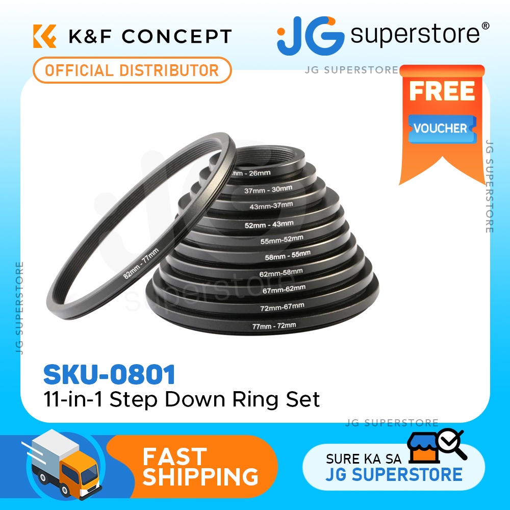 K&F Concept SKU-0801 Step Down Rings for Filters 11pcs Lens Filter ...