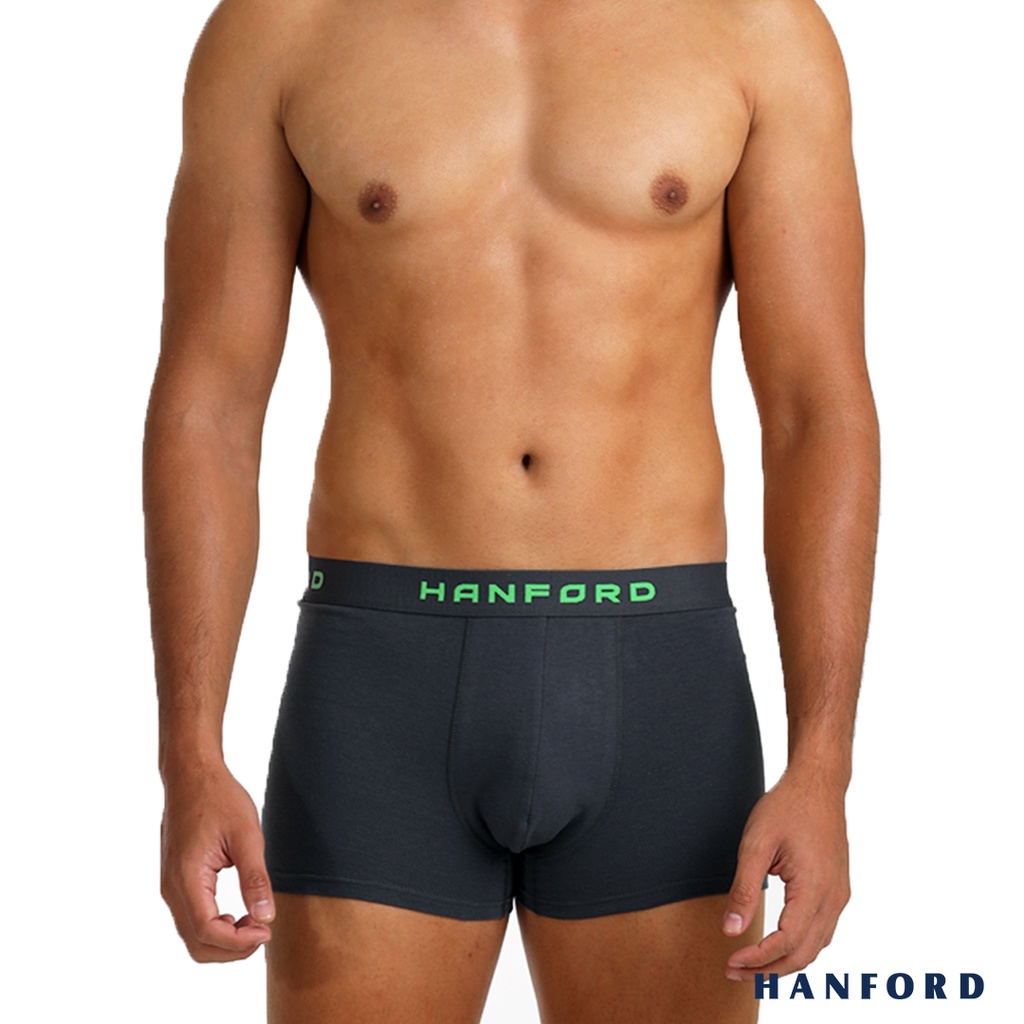 Hanford Men Cotton w/ Spandex Boxer Briefs Ozzy - Iron Gate/Irish Green  Logo (Single Pack)