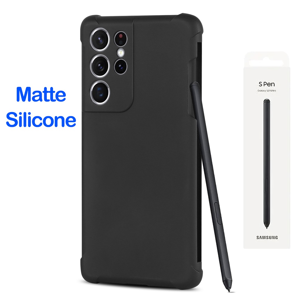 For Samsung Galaxy S21 Ultra Case with S Pen Holder Frosted