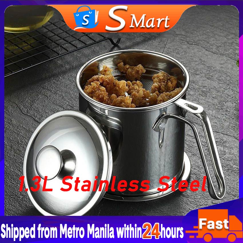 1.3L Stainless Steel Lard Tank Oil Filter Oil Separator Oil Bottle