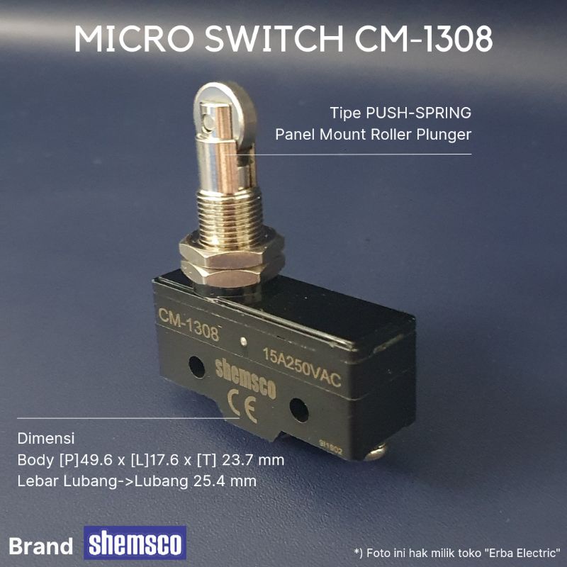 Shemsco CM1308 15A 250VAC Basic Micro Switch Contact NO NC Equivalent