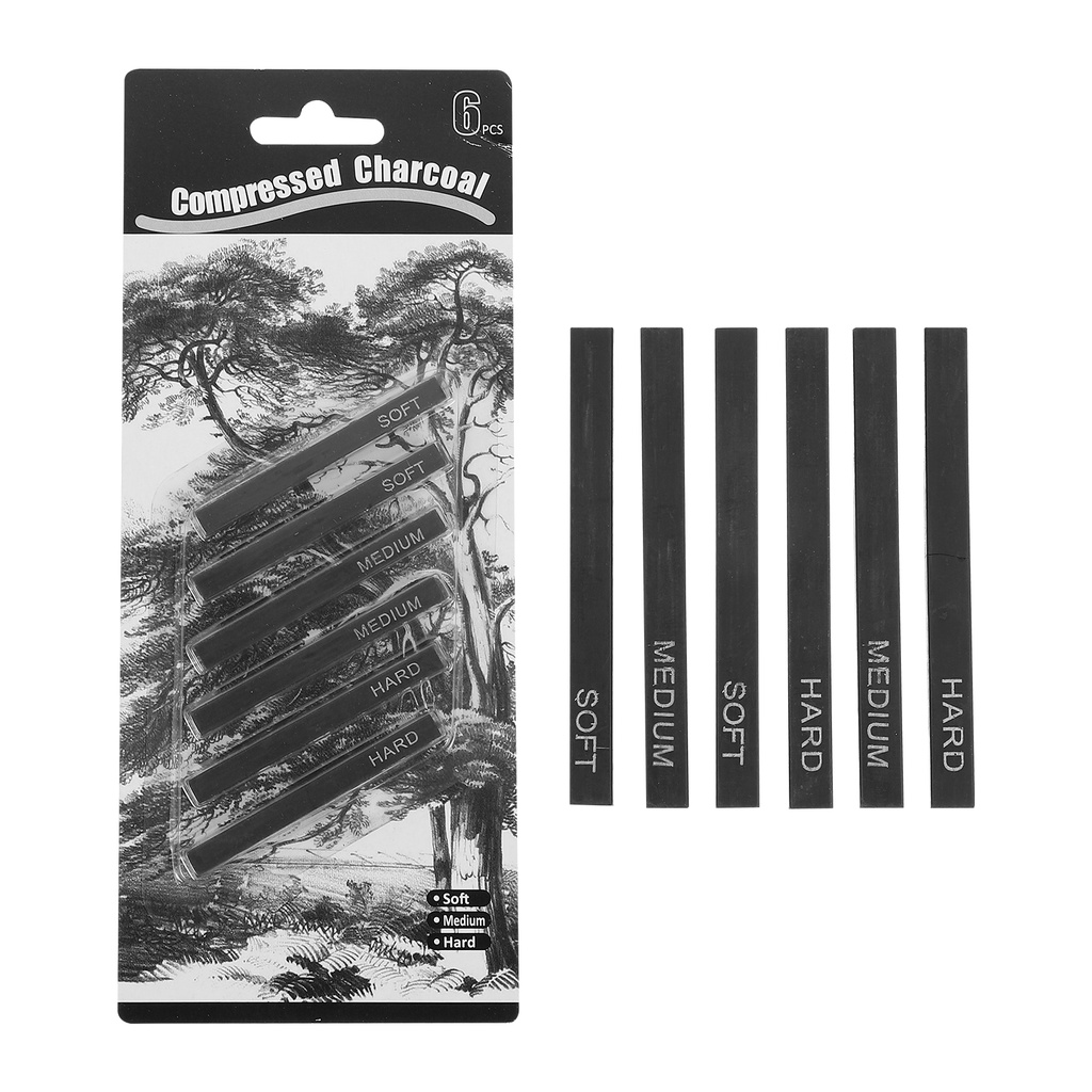 [READY STOCK] 6 Pcs Vine Charcoal Artist Sticks Sketch Carbon Square