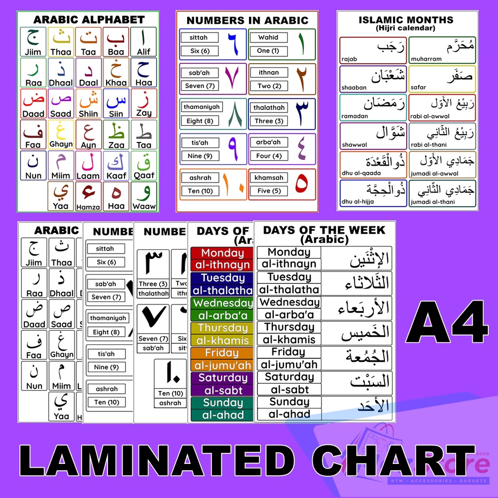 ARABIC LAMINATED EDUCATIONAL CHART A4 | Shopee Philippines