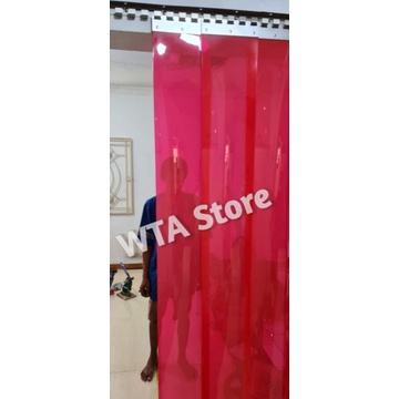 MERAH PVC STRIP CURTAIN PLASTIC CURTAIN per Meter RED Color | Shopee ...