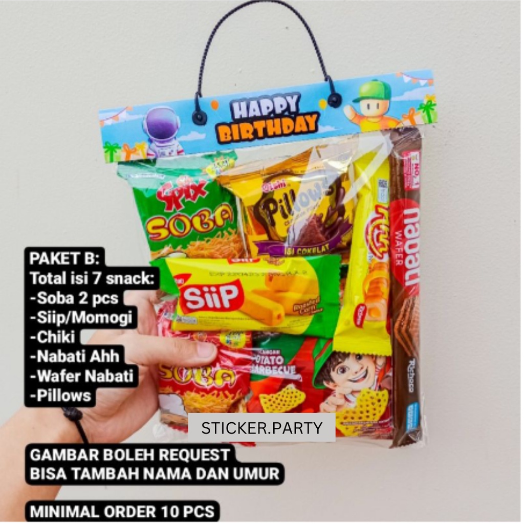 Birthday SNACK CUSTOM GOODIE BAG BIRTHDAY Food Gift CHIKI Milk Gift ...