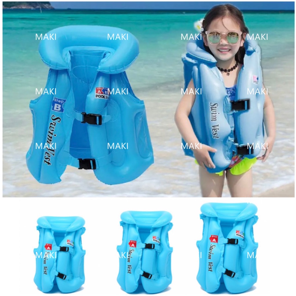 S/M/L Inflatable swim vest for kids,children,air pool life jacket ...