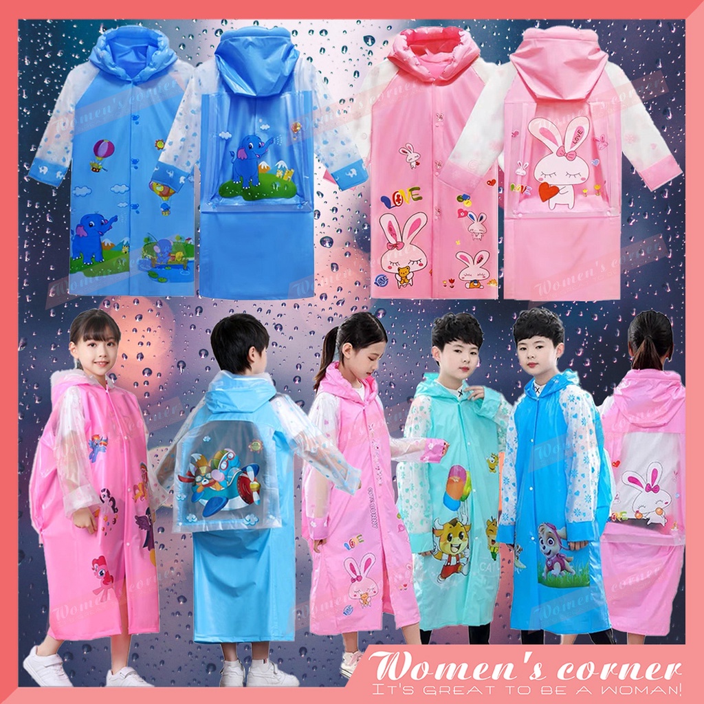 WM 5-15 years PVC children raincoat/poncho with inflatable brim ...
