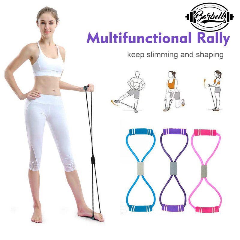 8 Type Yoga Elastic Tension Rope Gym Fitness Sport Rubber Loop Pull ...
