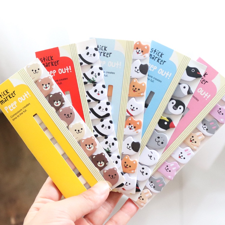 160 Sheets Cartoon Animals Sticky Notes Waterproof Index Label Stickers ...