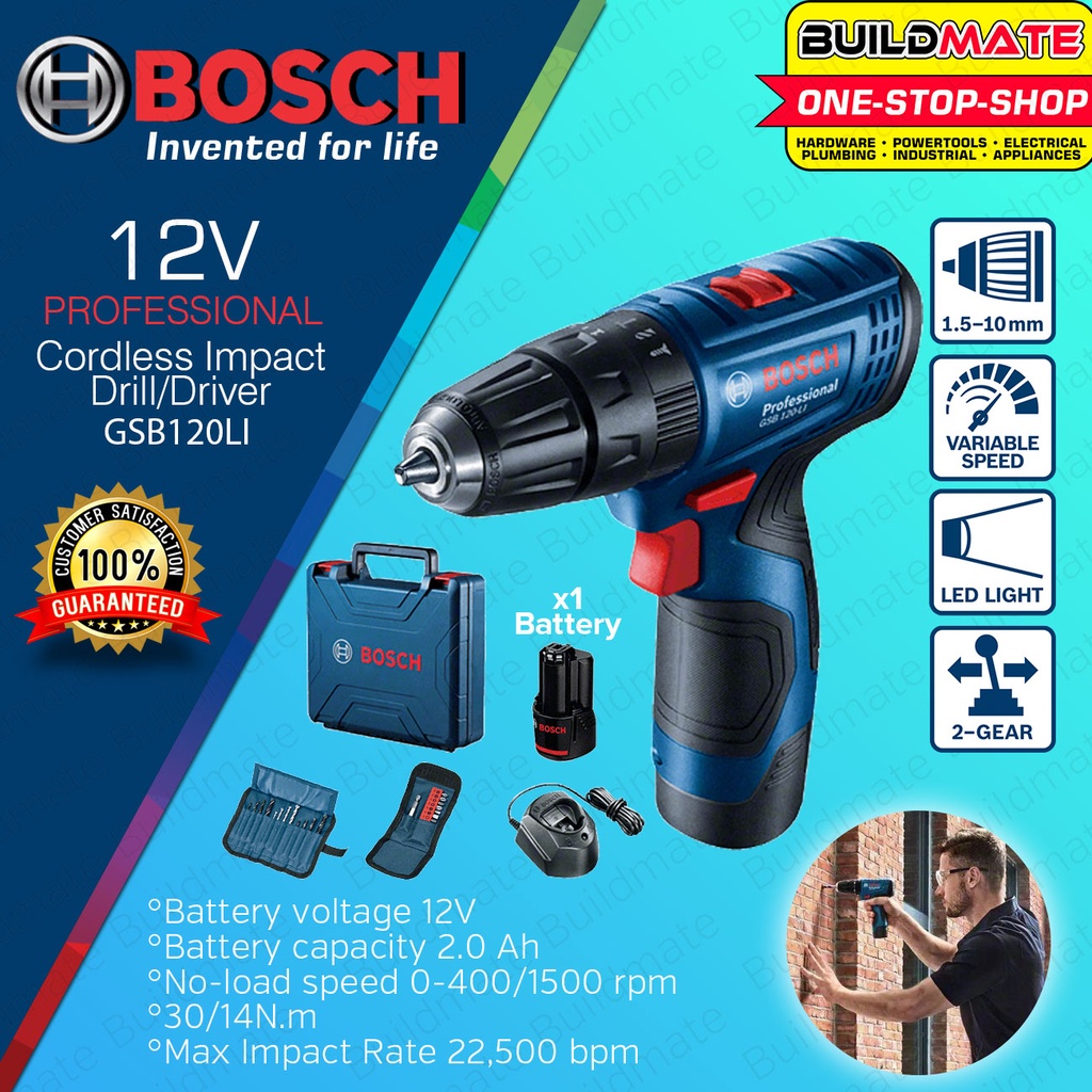 BOSCH LithiumIon Cordless Drill Driver Set 12V Driver Drill Kit GSB120