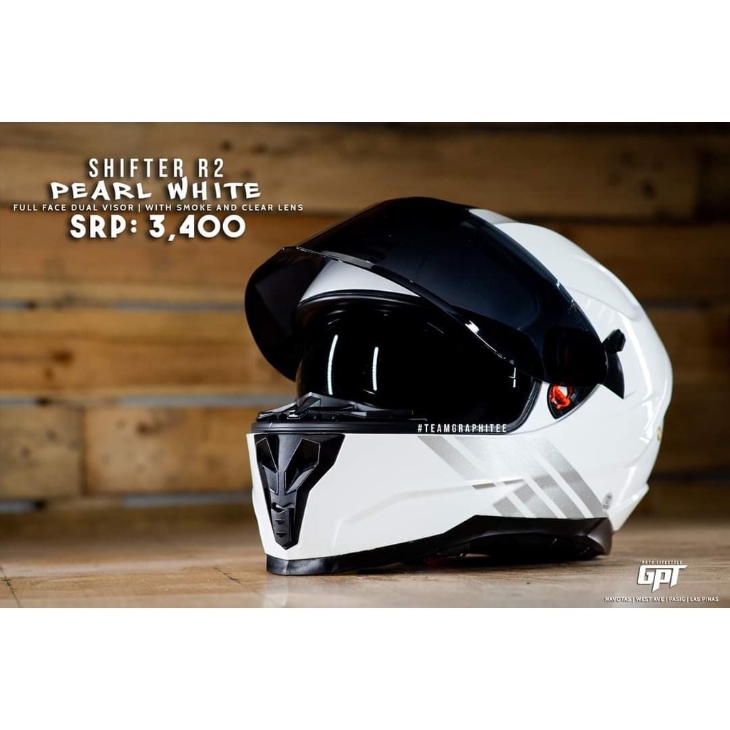 (HUB)shifter r2 v2 pearl white dual visor fullface helmet (HUB