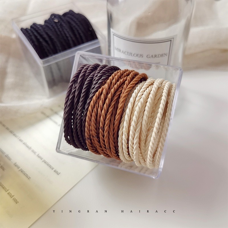 50pcs Casual Elastic Korean Color Rubber Hair Rope Hair Tie (Opp Bag