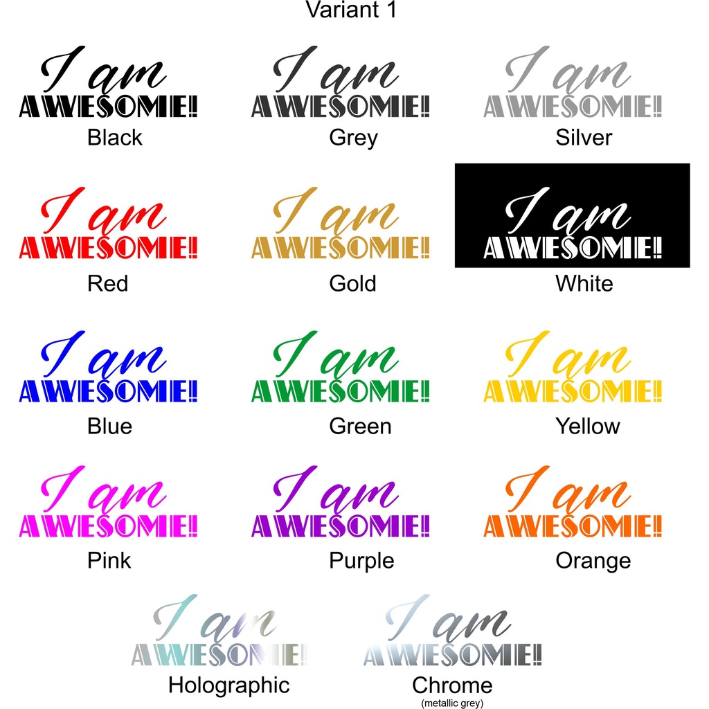 I am awesome inspirational quote sticker for car, motor, laptop, guitar ...