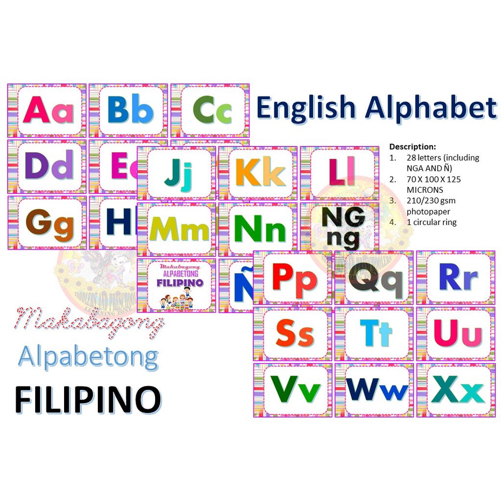 English Alphabet Makabagong Alpabetong Filipino Cards Flashcards The