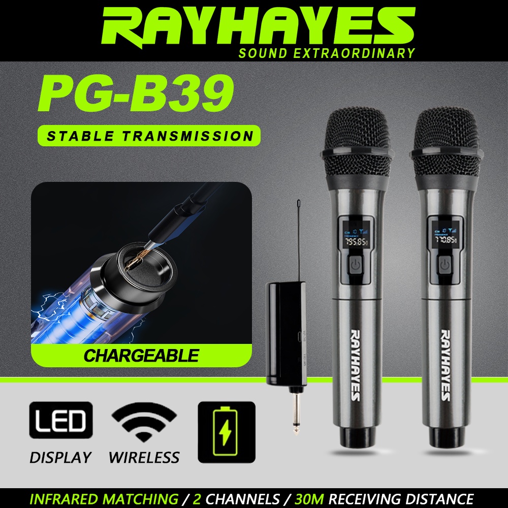 RAYHAYES Professional Wireless Microphone UHF Handheld Rechargeable