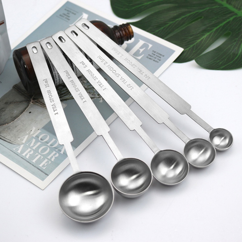 6pcs Stainless Steel Measuring Spoons Stackable Teaspoon Tablespoon for Measure, Size: 13x4.5cm