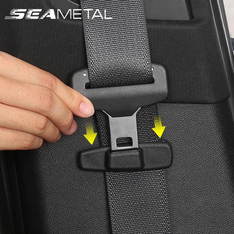 SEAMETAL 2Pcs Car Seat Belt Retainer Auto ABS Safety Belts Adjuster Socket Black Car Seat Belt
