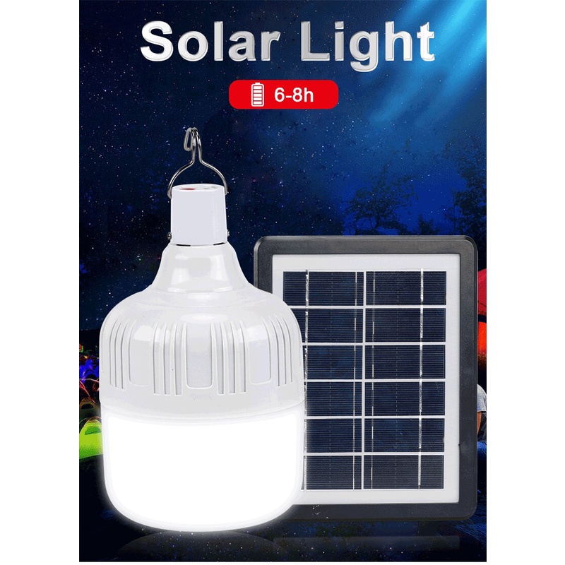 Split LED Solar Light Rechargeable Solar Panel Powered Emergency Bulb ...